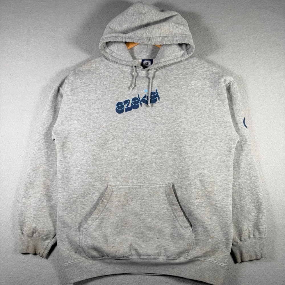 Ezekiel Mens Large Heather Gray Graphic Pullover Hoodie Skate Streetwear Y2K